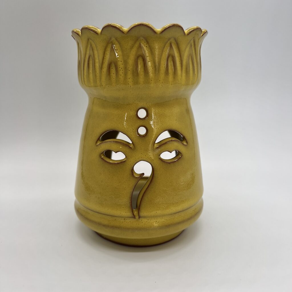 Lotus Aroma Pot: Mustard Buddha Eye Design