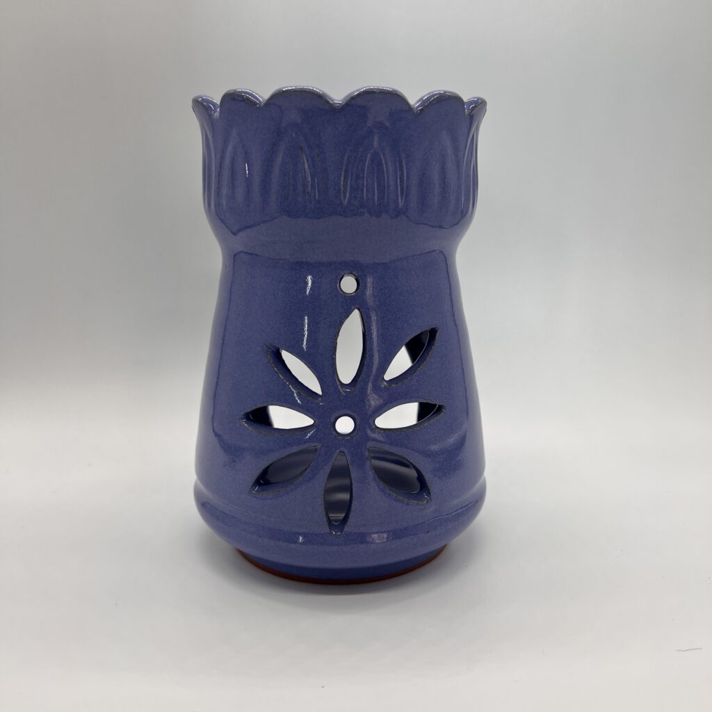 Lotus Aroma Pot: Blue Flower Design