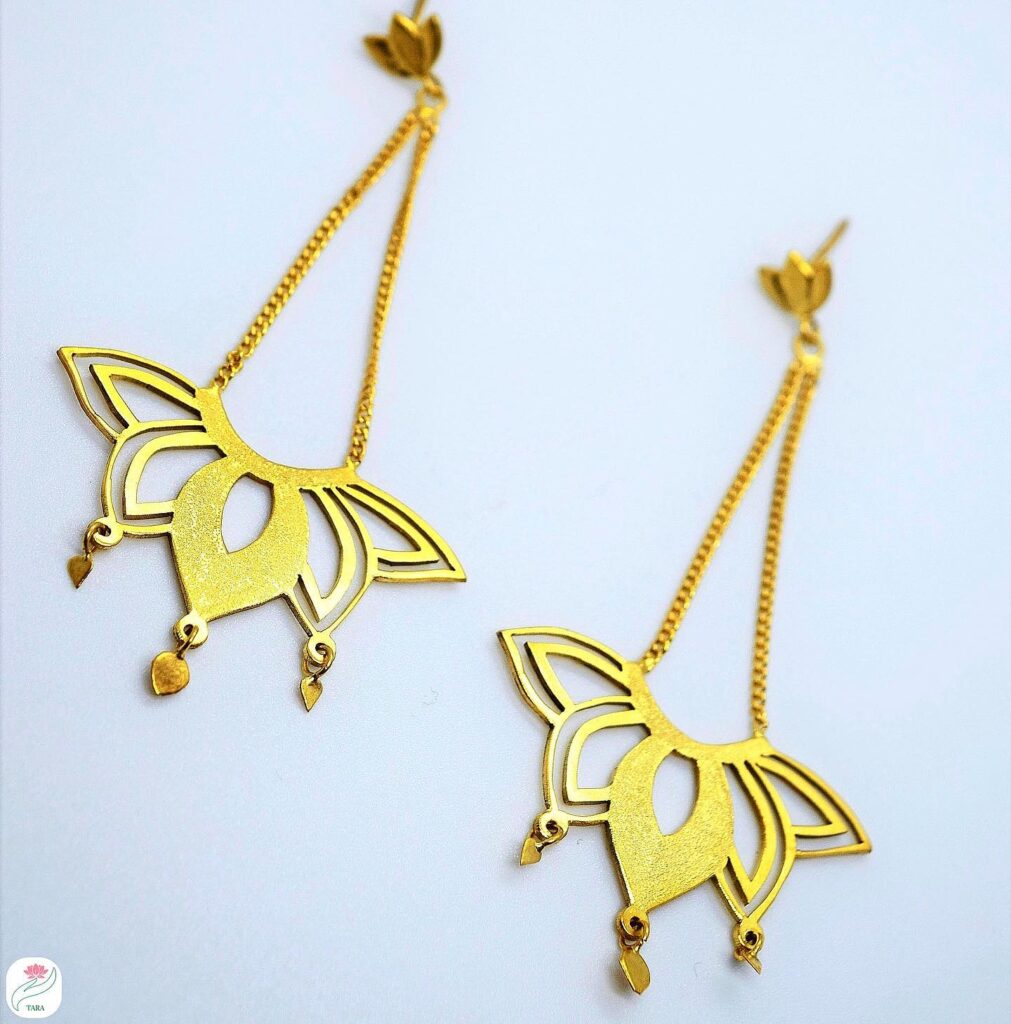 Gold Inverted Lotus Earrings